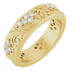 14K Yellow Gold 1/2 CTW Natural Diamond Floral Band