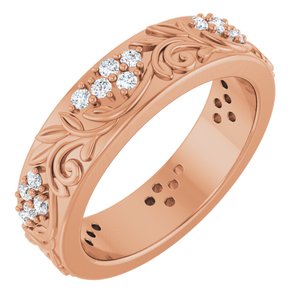 14K Rose Gold 1/2 CTW Natural Diamond Floral Band