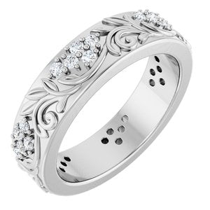 14K White Gold 1/2 CTW Lab-Grown Diamond Floral Band
