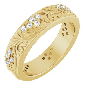 14K Yellow Gold 1/2 CTW Natural Diamond Floral Band