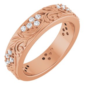 14K Rose Gold 1/2 CTW Natural Diamond Floral Band