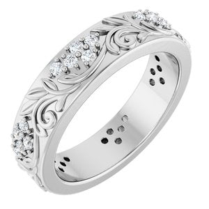 Platinum 1/2 CTW Natural Diamond Floral Band