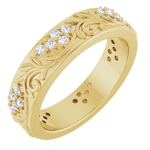 14K Yellow Gold 1/2 CTW Natural Diamond Floral Band