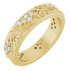 14K Yellow Gold 1/2 CTW Lab-Grown Diamond Floral Band