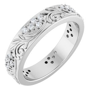 14K White Gold 1/2 CTW Lab-Grown Diamond Floral Band