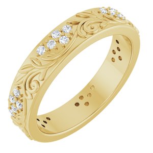 14K Yellow Gold 1/2 CTW Lab-Grown Diamond Floral Band