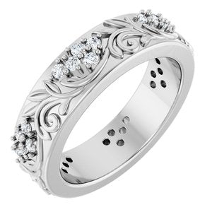 Platinum 1/2 CTW Natural Diamond Floral Band