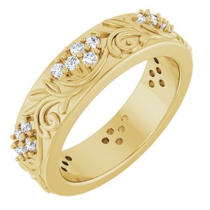 14K Yellow Gold 1/2 CTW Lab-Grown Diamond Floral Band