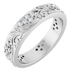 Platinum 1/2 CTW Natural Diamond Floral Band