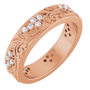 14K Rose Gold 1/2 CTW Lab-Grown Diamond Floral Band