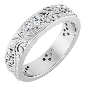 Platinum 1/2 CTW Natural Diamond Floral Band
