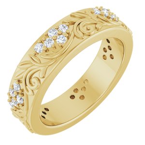 14K Yellow Gold 1/2 CTW Natural Diamond Floral Band