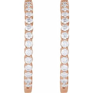 14K Rose Gold 4 CTW Natural Diamond Inside-Outside Hinged 36 mm Hoop Earrings
