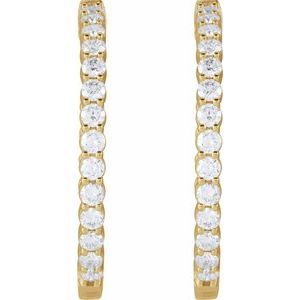 14K Yellow Gold 4 CTW Natural Diamond Inside-Outside Hinged 36 mm Hoop Earrings