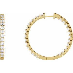 14K Yellow Gold 4 CTW Natural Diamond Inside-Outside Hinged 36 mm Hoop Earrings