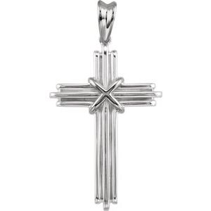 14K White Gold 36.75x24.5 mm Cross Pendant