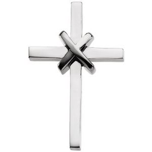 14K White Gold 27.75x19 mm Cross Pendant