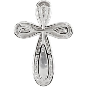 14K White Gold 5/8 CTW Natural Diamond Cross Pendant