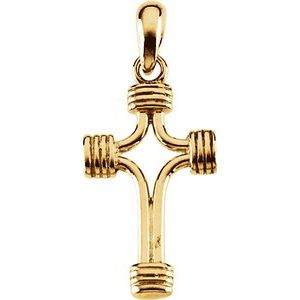 14K Yellow Gold 24.25x15 mm Tubular Cross Pendant