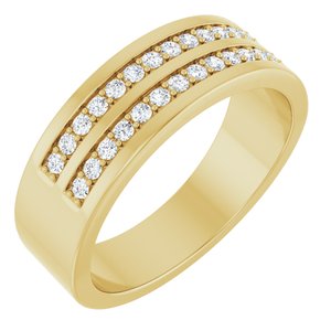 14K Yellow Gold 3/8 CTW Natural Diamond Double Row Tapered Band