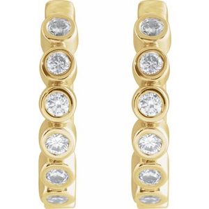 14K Yellow Gold 1/4 CTW Lab-Grown Diamond Hinged Hoop Earrings
