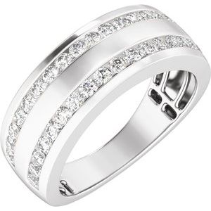 14K White Gold 3/4 CTW Lab-Grown Diamond Tapered Band