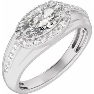 14K White Gold 1 3/4 CTW Lab-Grown Diamond Halo-Style Tapered Band