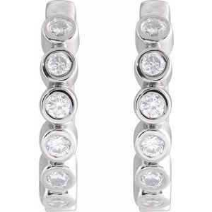 Sterling Silver 1/4 CTW Lab-Grown Diamond Hinged Hoop Earrings
