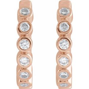 14K Rose Gold 1/4 CT Natural Diamond Hinged Hoop Earrings