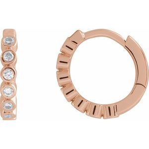 14K Rose Gold 1/5 CTW Natural Diamond 12.24 mm Hinged Hoop Earrings