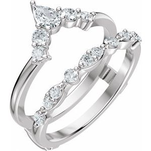 14K White Gold 5/8 CTW Natural Diamond Ring Guard