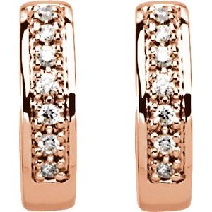 14K Rose Gold 1/6 CTW Natural Diamond 12.1 mm Hoop Earrings