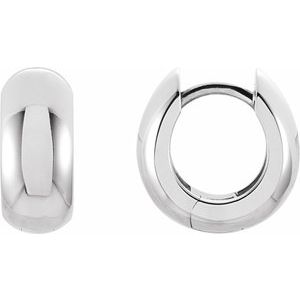14K White Gold Hinged 12.7 mm Hoop 
Earrings