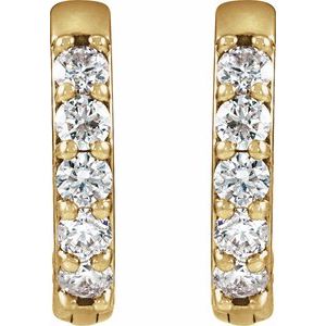 14K Yellow Gold 1/4 CTW Natural Diamond Hinged 12.5 mm Hoop Earrings