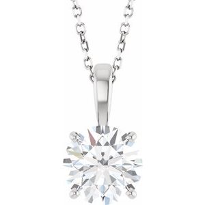 14K White Gold 2 CT Lab-Grown Diamond 18" Necklace