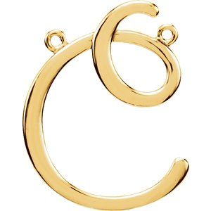 18K Yellow Gold Script Initial C Necklace Center