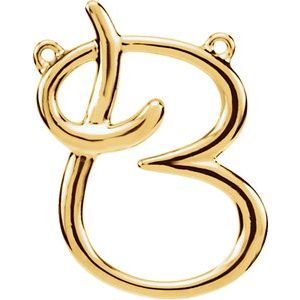 14K Yellow Gold Script Initial B Necklace Center