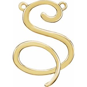 10K Yellow Gold Script Initial S Necklace Center