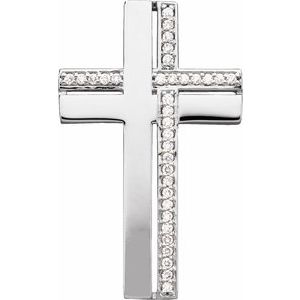 14K White Gold 1/4 CTW Natural Diamond Cross Pendant