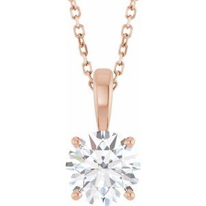 14K Rose Gold 1 1/4 CT Lab-Grown Diamond 18" Necklace