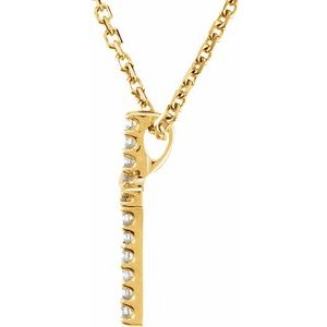14K Yellow Gold .06 CTW Natural Diamond Petite Cross 16" Necklace