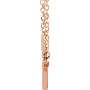 14K Rose Gold 17x9 mm Sideways Cross 16-18" Necklace