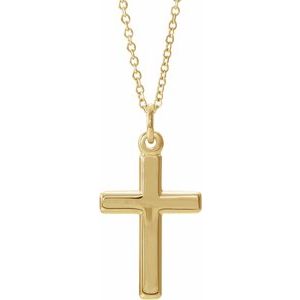 14K Yellow Gold Cross 18" Necklace