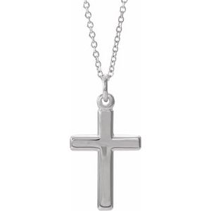 14K White Gold Cross 18" Necklace
