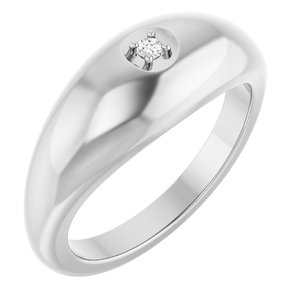 14K White Gold .03 CT  Natural Diamond Solitaire Band