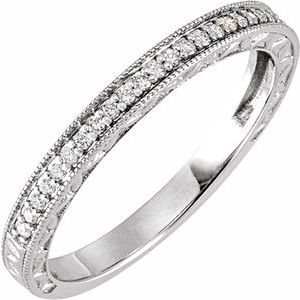 14K White Gold 1/8 CTW Natural Diamond Anniversary and