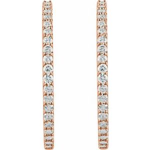 14K Rose Gold 5 CTW Lab-Grown Diamond Inside-Outside 41.5 mm Hinged Hoop Earrings