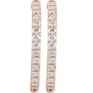 14K Rose Gold 2 CTW Natural Diamond Inside-Outside 29.5 mm Hinged Hoop Earrings