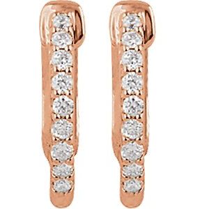 14K Rose Gold 1/4 CTW Natural Diamond Inside-Outside 14.5 mm Hinged Hoop Earrings