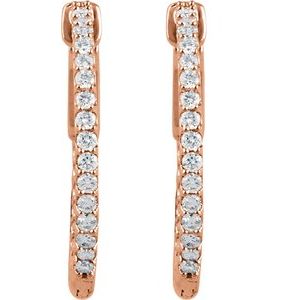 14K Rose Gold 3/4 CTW Lab-Grown Diamond Inside-Outside 23 mm Hinged Hoop Earrings
